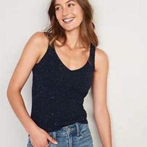 Old Navy Speckled-Yarn Rib-Knit Tank Top, Seaborne, S, NWT